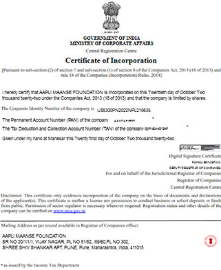 Certificate of Incorporation